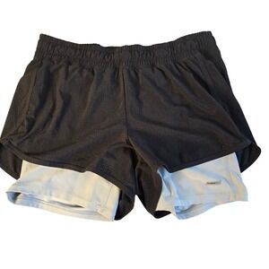 Athletic Works Mens Dri-More Tech 2-in-1 Running Shorts Black Blue Medium